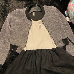 Size 10 black dress with cream bodice & jacket